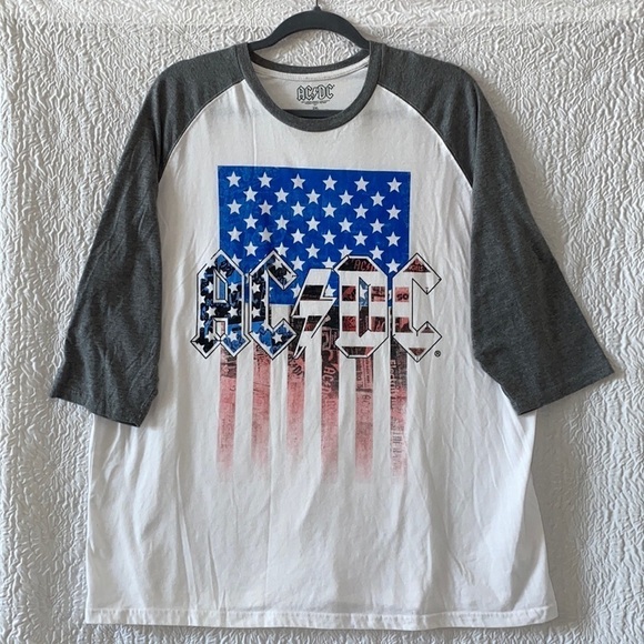 ACDC Other - AC/DC USA Flag Raglan Graphic T-Shirt